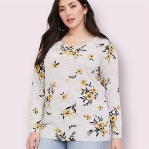 Torrid Yellow Floral Lightweight Sweater